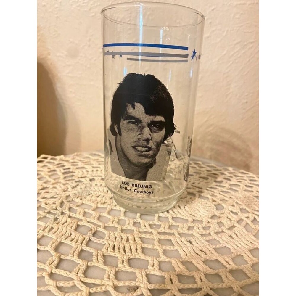 Vintage 1977-78 Burger King Dr. Pepper Dallas Cowboys Glass - Bob Breunig